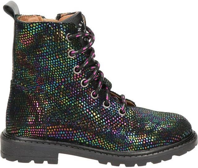 Nelson Kids suède veterboots zwart/multi