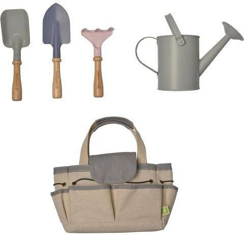 EverEarth ® Kinder tuinset Tuintas met gereedschap, pastel FSC® hout uit duurzaam beheerde bossen(set )
