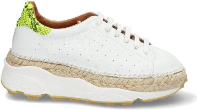 Shabbies Witte espadrille sneaker met gele achterpatch