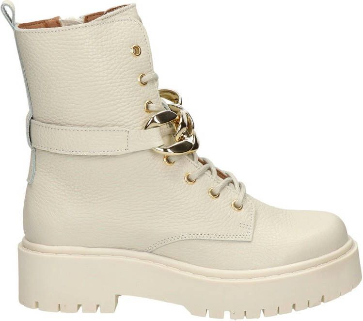 Nelson leren veterboots met ketting off white