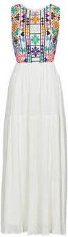 Desigual maxi jurk met borduursels wit/blauw/oranje