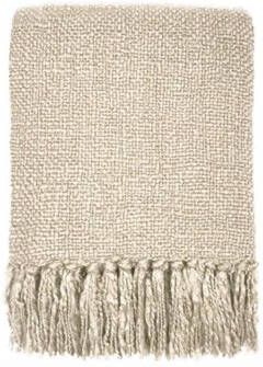 Malagoon Plaids, deken Ivory white solid throw(NEW )