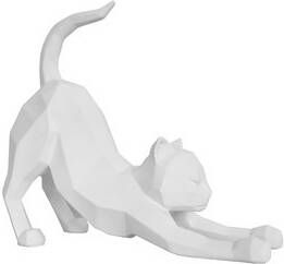 Present Time Decoratieve objecten Statue Origami Cat stretching polyresin Wit