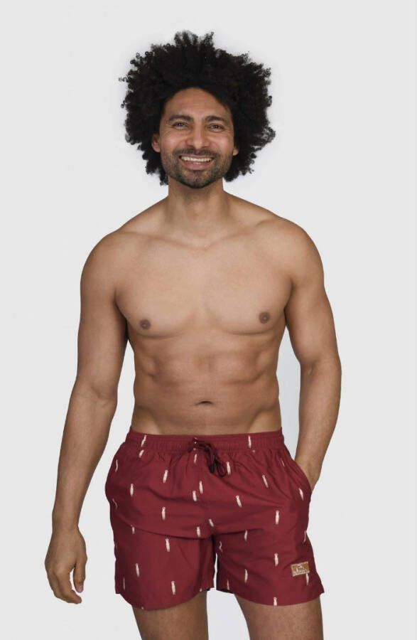 Narwal recycled swim trunks meerkat red