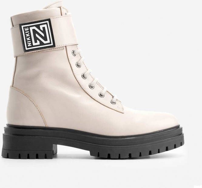 NIKKIE Philein Boots leren veterboots beige