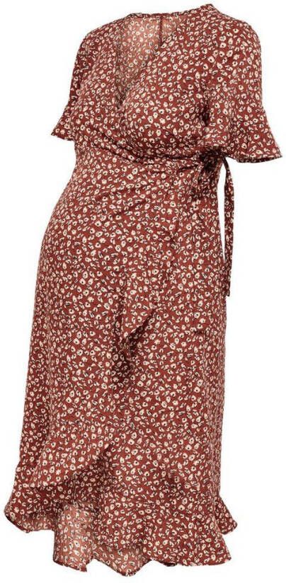 ONLY MATERNITY gebloemde zwangerschaps en voedingsjurk OLMOLIVIA rood