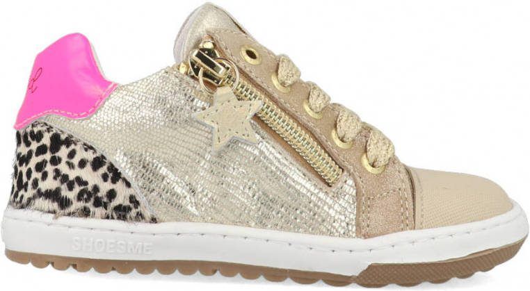 Shoesme EF22S003 C leren sneakers goud/fuchsia