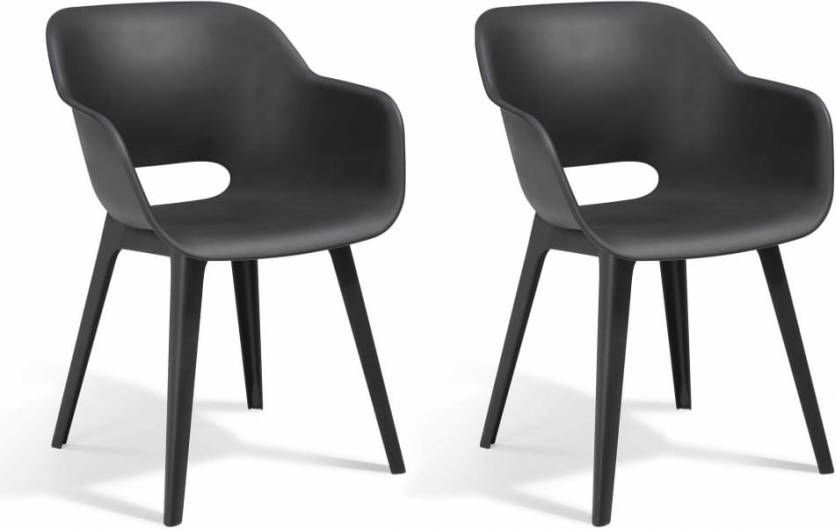 Allibert Akola Tuinstoelen 2 Stuks 56, 5x55x80cm Donkergrijs