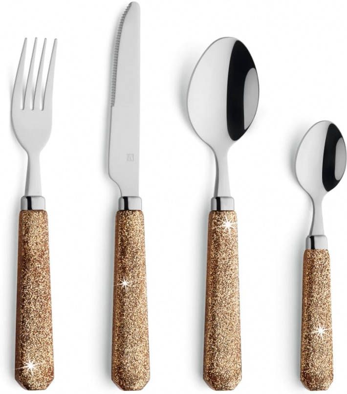 Amefa 24 delige Bestekset Mono Glitter goudkleurig