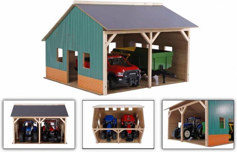 Kids Globe Schuur voor tractoren 1 16 hout 610338