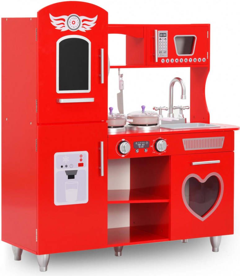 VIDAXL Kinderspeelkeuken 84x31x89 cm MDF rood