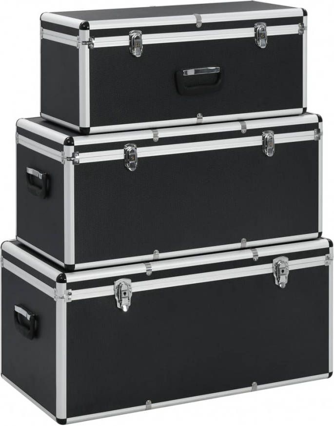 VIDAXL Opbergkoffers 3 st aluminium zwart