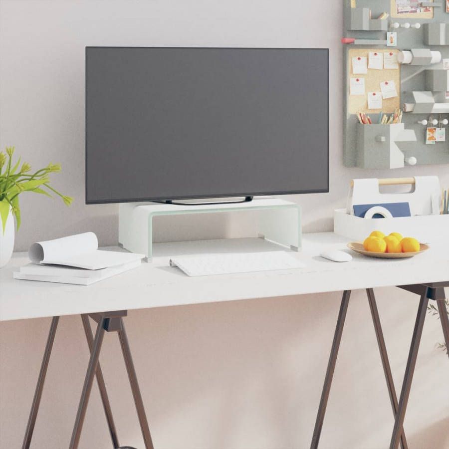 VIDAXL Tv meubel/monitorverhoger wit 40x25x11 cm glas