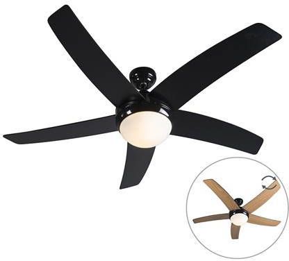 QAZQA Plafondventilator met afstandsbediening cool Zwart Modern