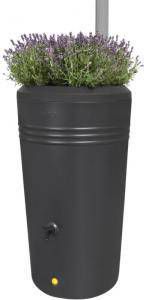 Elho Green Basics Regenton Living Black Met Plantenbak Regenwatertonnen Ø61x110 cm 200 l Zwart