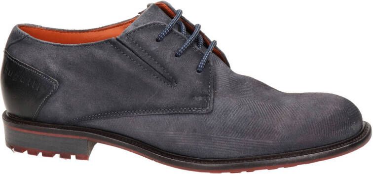 Bugatti suède veterschoenen grijsblauw
