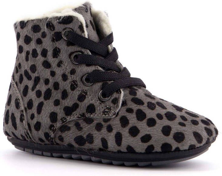 Scapino Groot leren babyschoenen met dierenprint grijs