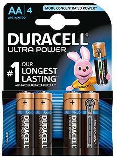 Duracell Ultra Power AA Met Powercheck 1500/lr6 4 Stuks